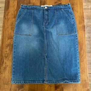 Gap Jeans Denim Skirt Pockets Casual Blue Jean Skirt Size 12 EUC